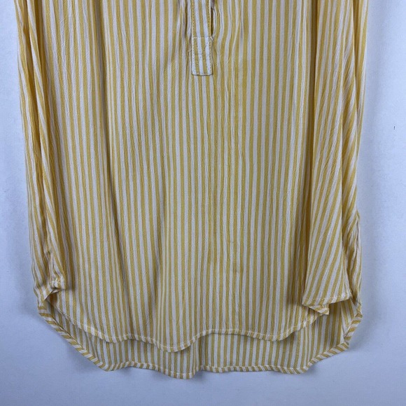 Beach Lunch Lounge Shirt Womens XS Yellow White Stripe Blouse Top - Picture 3 of 9
